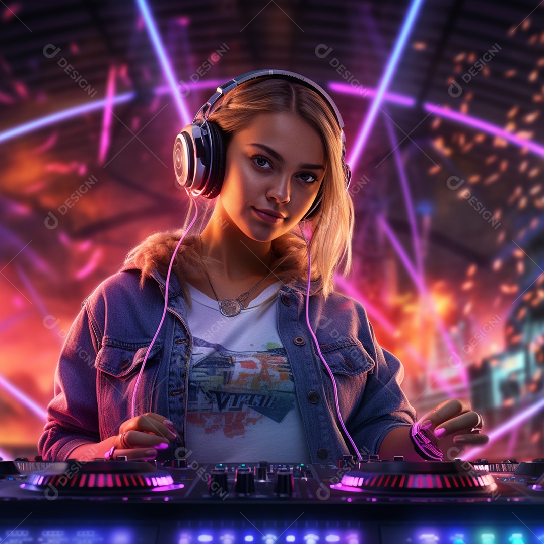 Linda mulher jovem DJ