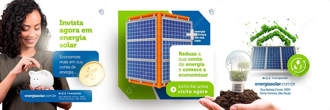 Invista Agora Em Energia Solar Carrossel Social Media PSD Editável