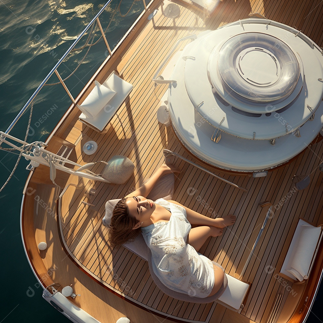 Mulher em passeio de barco