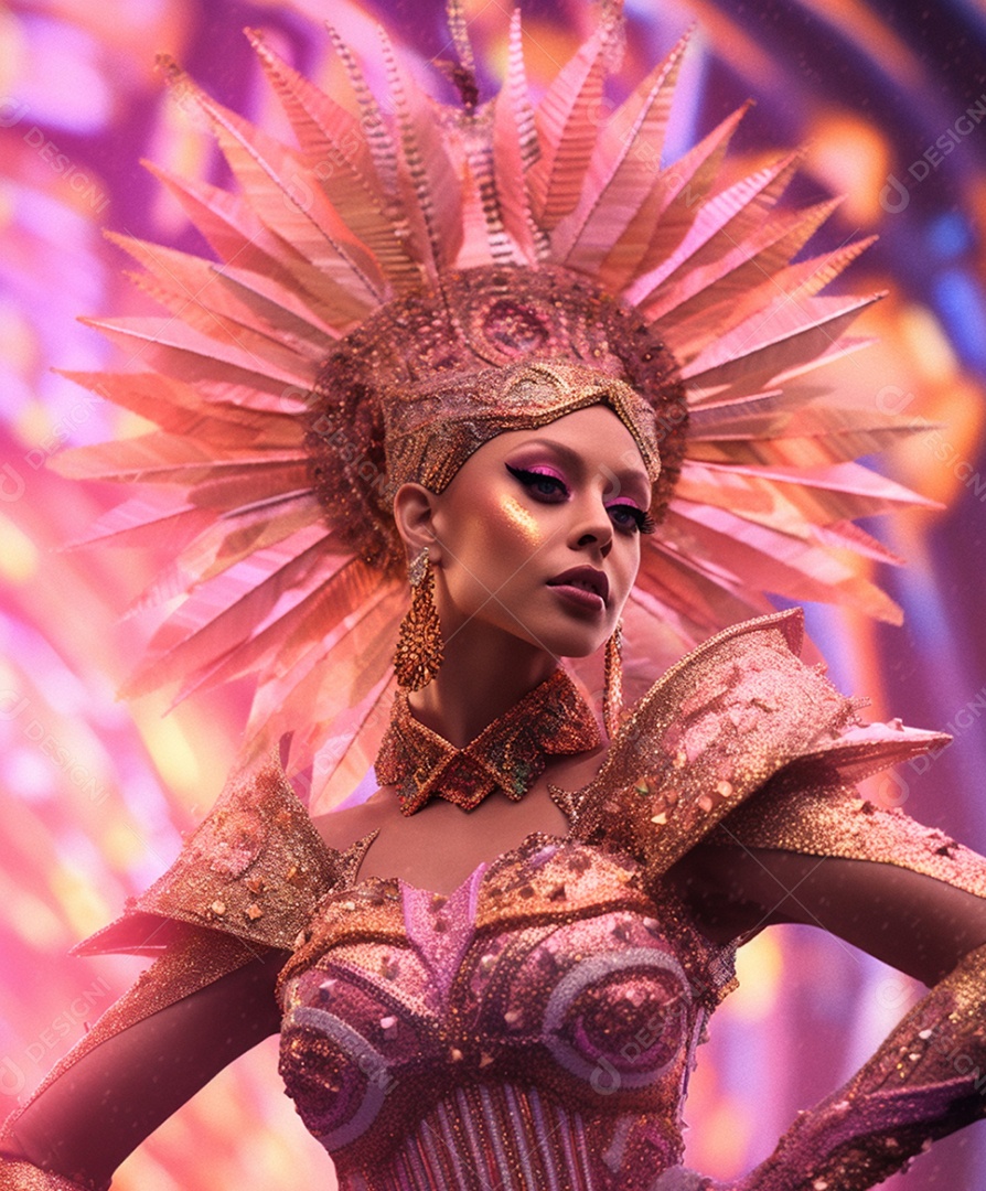 Linda mulher com fantasia de carnaval