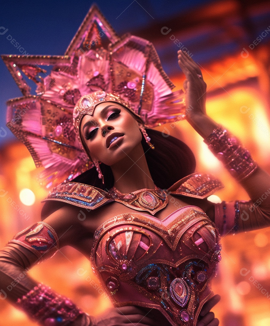 Linda mulher com fantasia de carnaval