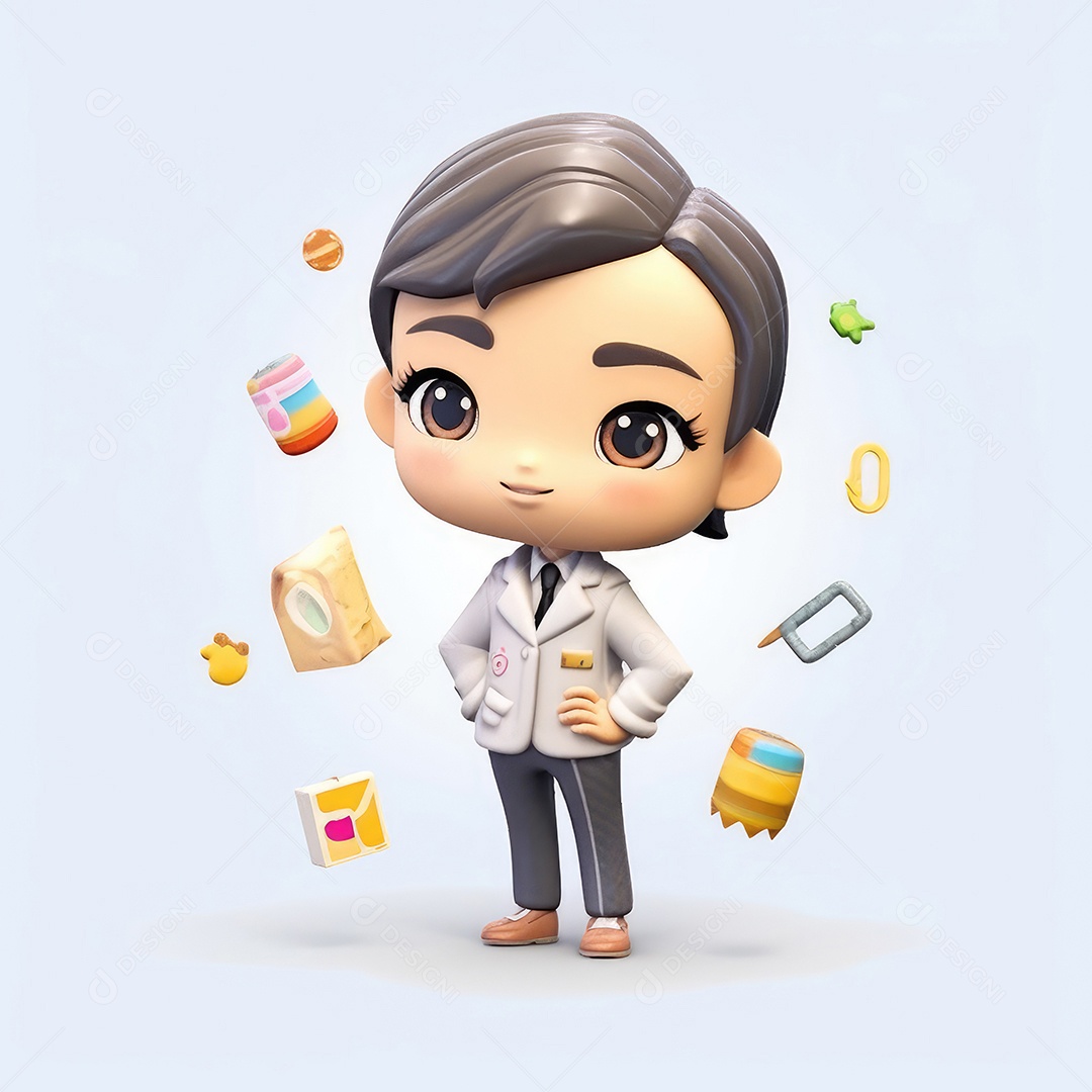 Irresistivelmente encantador. Empresário de personagem fofo vencendo.