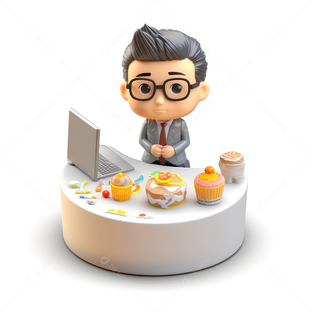 Irresistivelmente encantador. Empresário de personagem fofo vencendo.