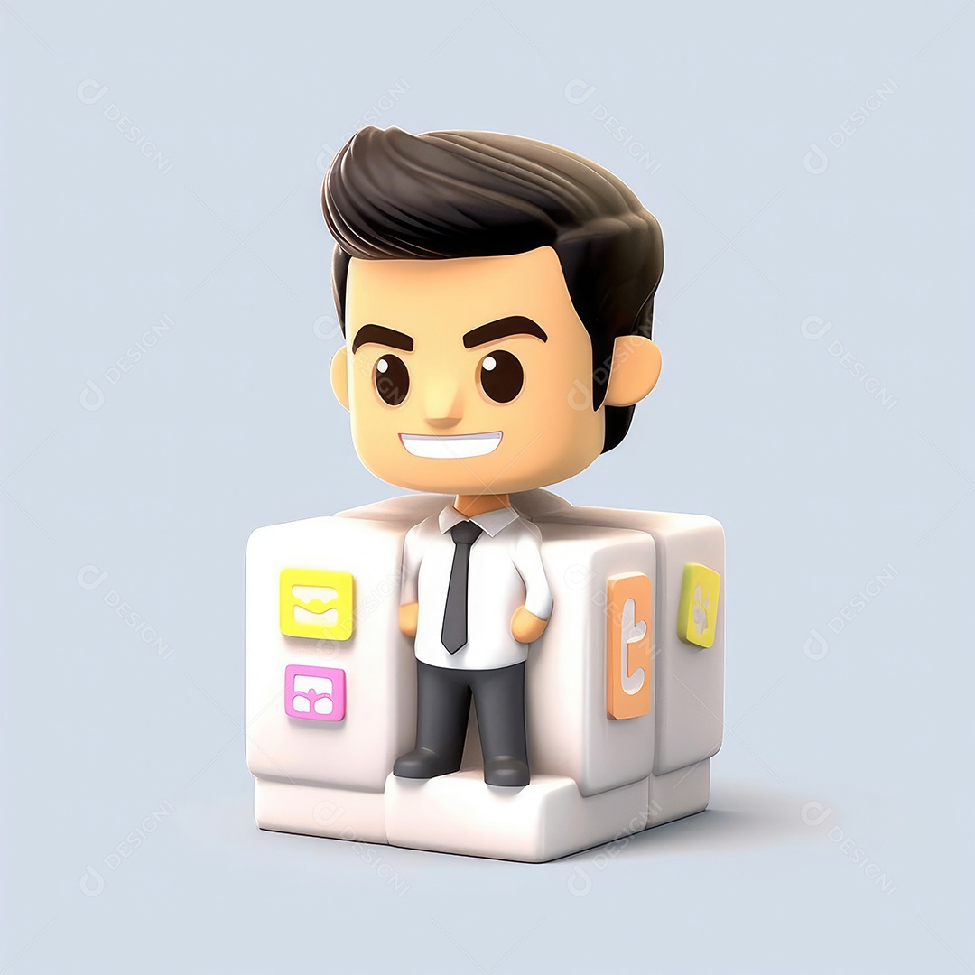 Irresistivelmente encantador. Empresário de personagem fofo vencendo.