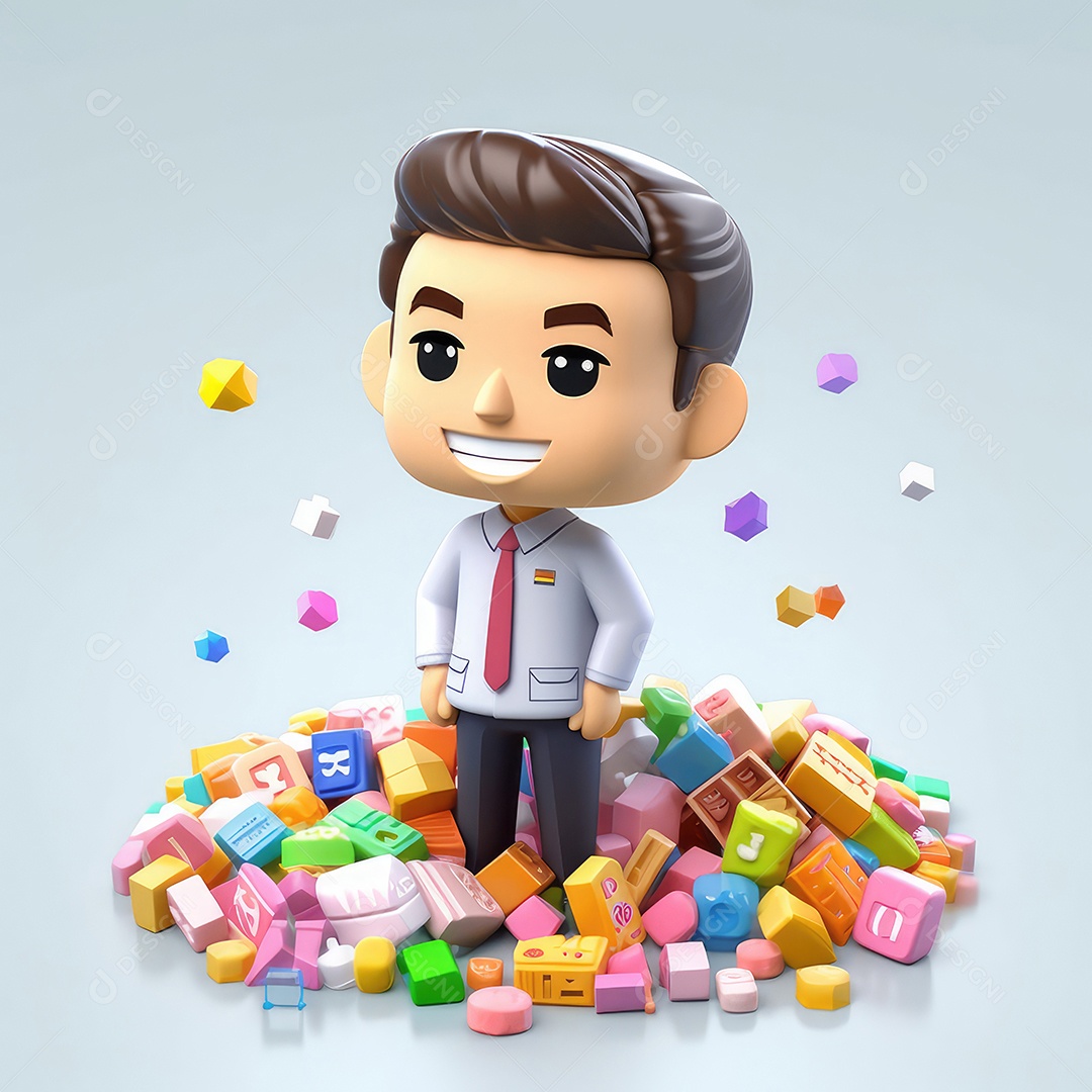 Irresistivelmente encantador. Empresário de personagem fofo vencendo.