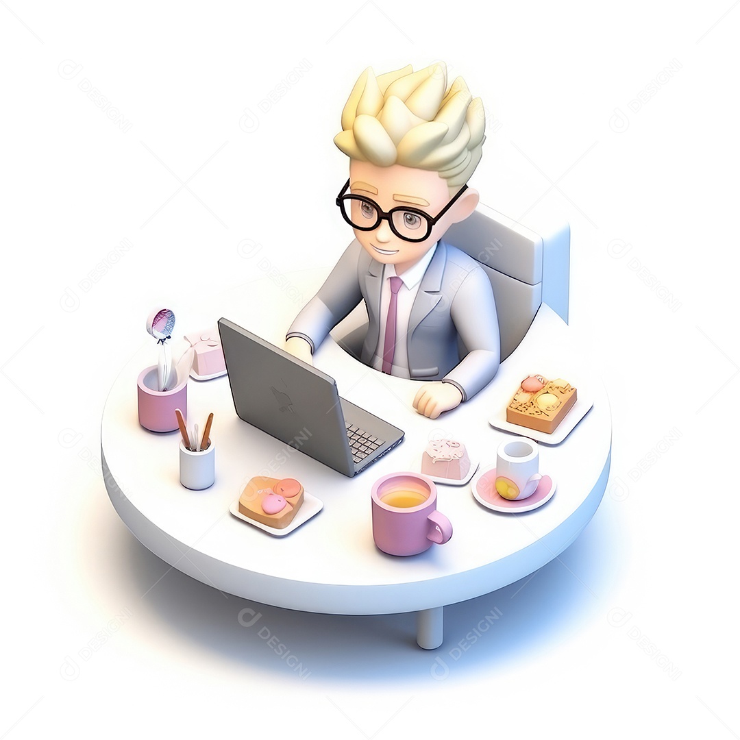 Irresistivelmente encantador. Empresário de personagem fofo vencendo.