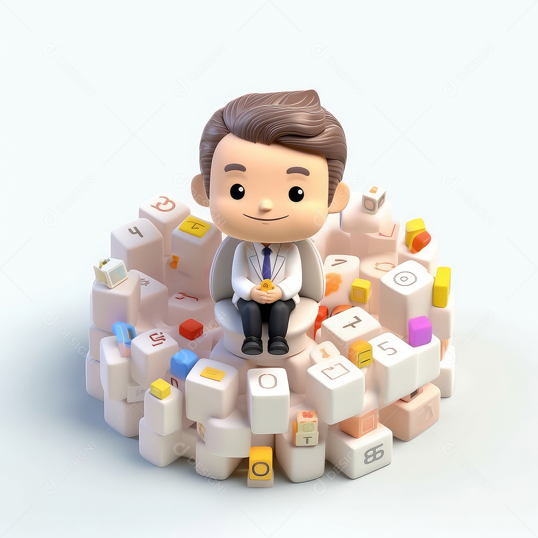 Irresistivelmente encantador. Empresário de personagem fofo vencendo.