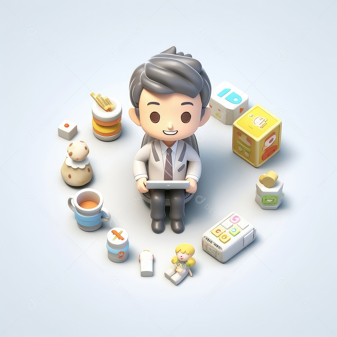 Irresistivelmente encantador. Empresário de personagem fofo vencendo.