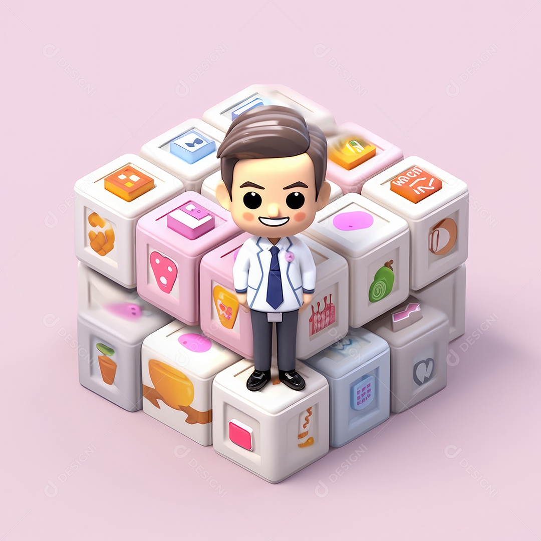 Irresistivelmente encantador. Empresário de personagem fofo vencendo.