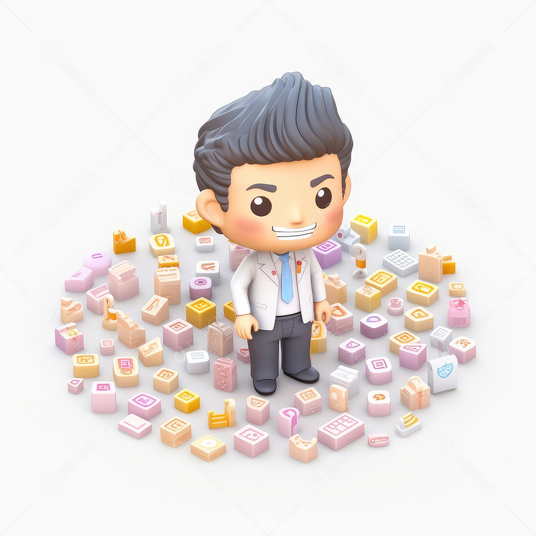 Irresistivelmente encantador. Empresário de personagem fofo vencendo.