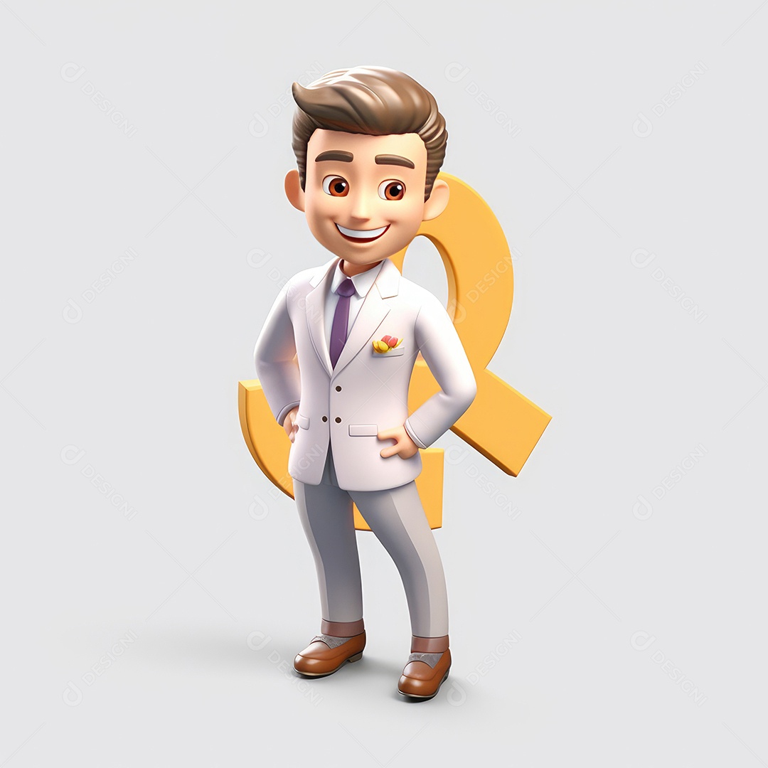 Irresistivelmente encantador. Empresário de personagem fofo vencendo.