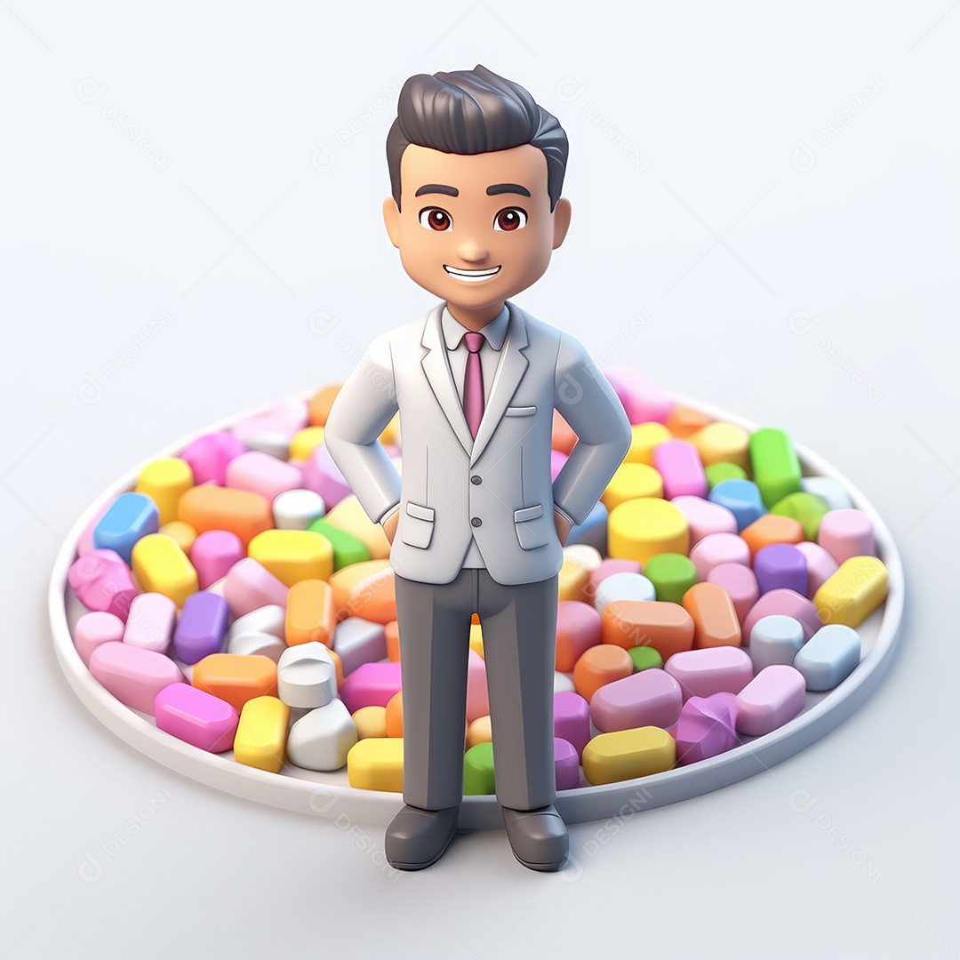 Irresistivelmente encantador. Empresário de personagem fofo vencendo.