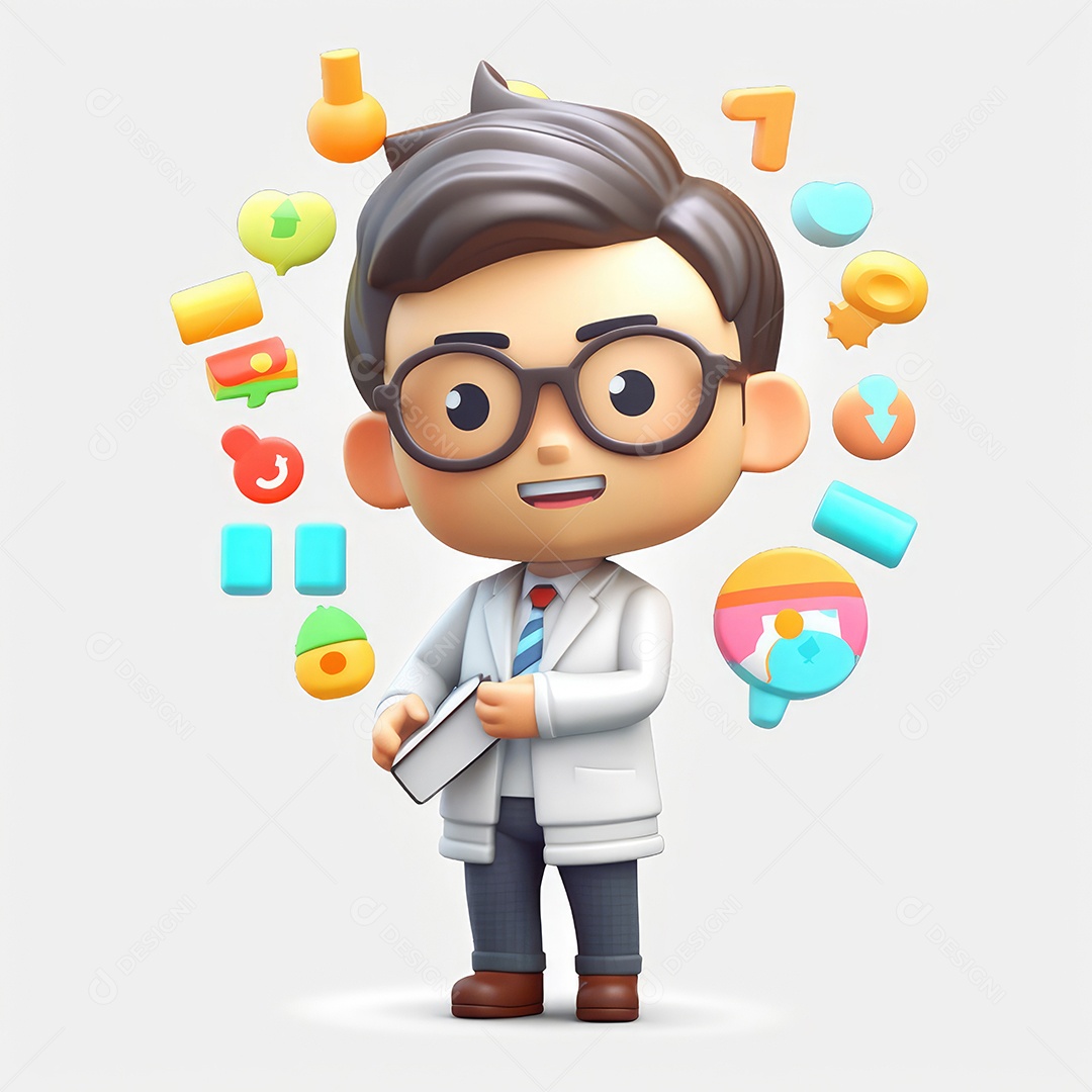 Irresistivelmente encantador. Empresário de personagem fofo vencendo.