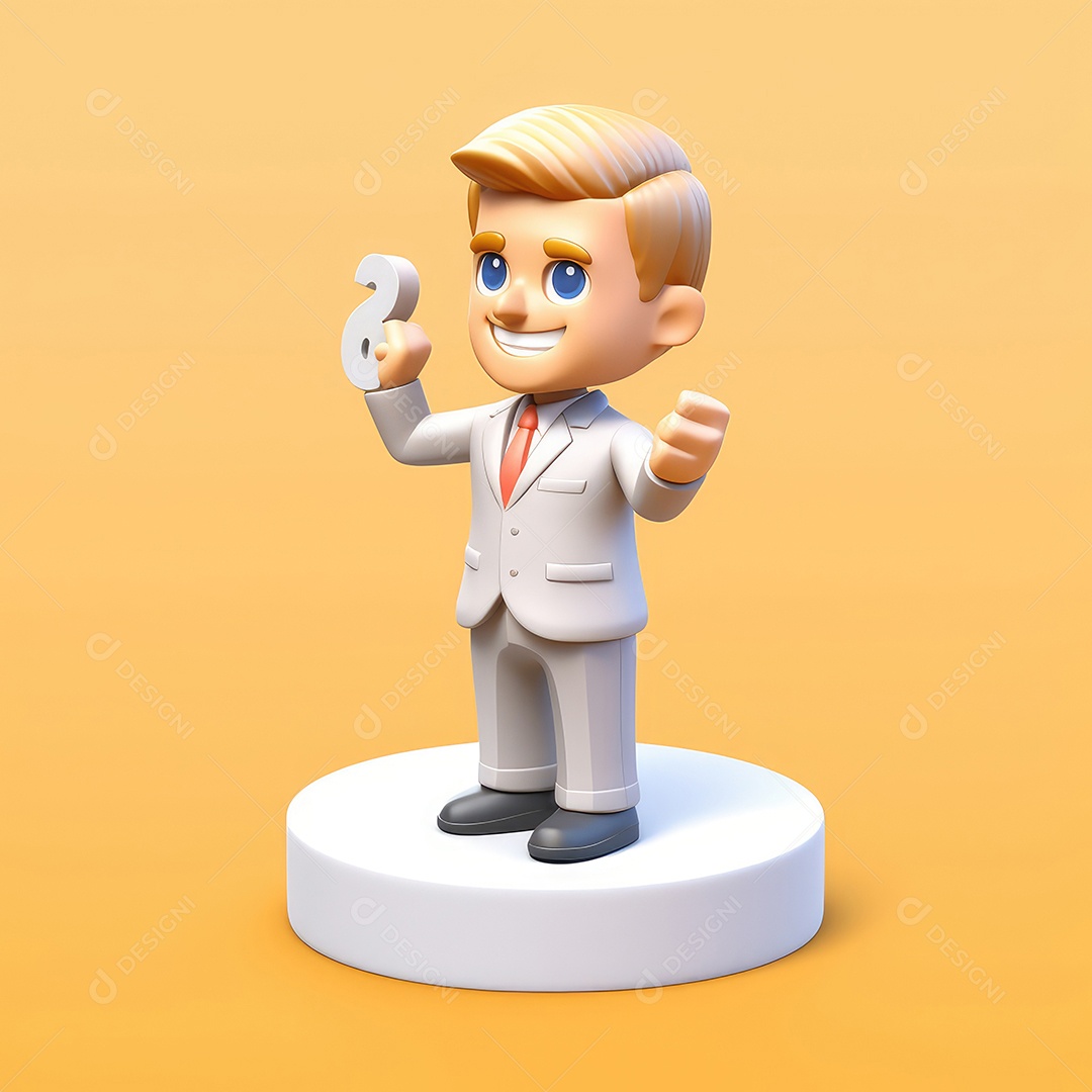 Irresistivelmente encantador. Empresário de personagem fofo vencendo.