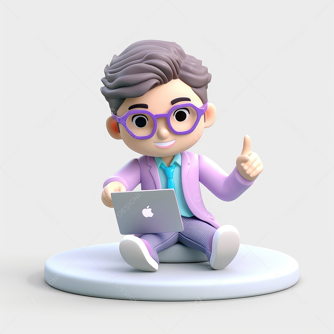 Irresistivelmente encantador. Empresário de personagem fofo vencendo.