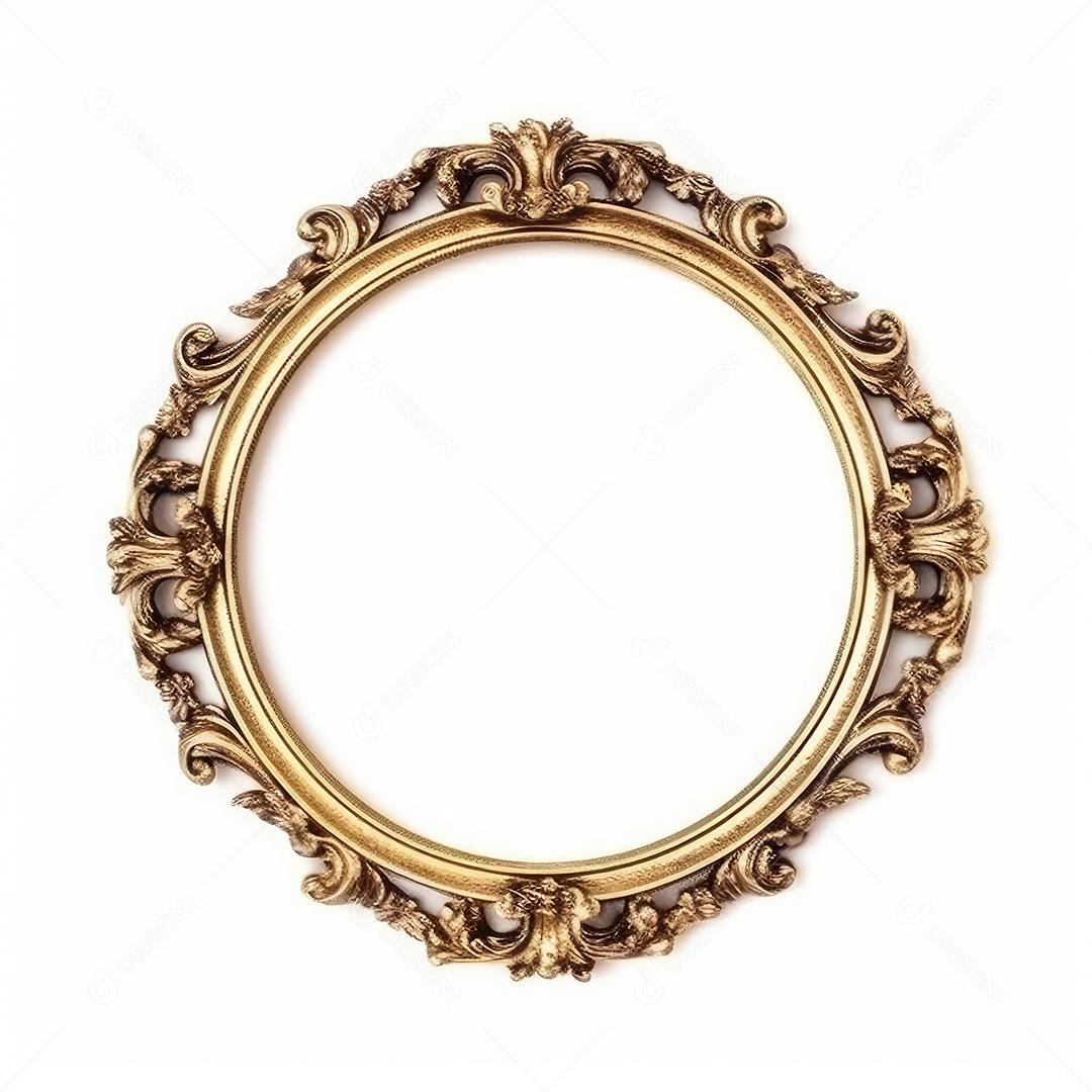 Moldura dourada antiga isolada no fundo branco. para impressão, site, cartaz, banner, logotipo, celebração.