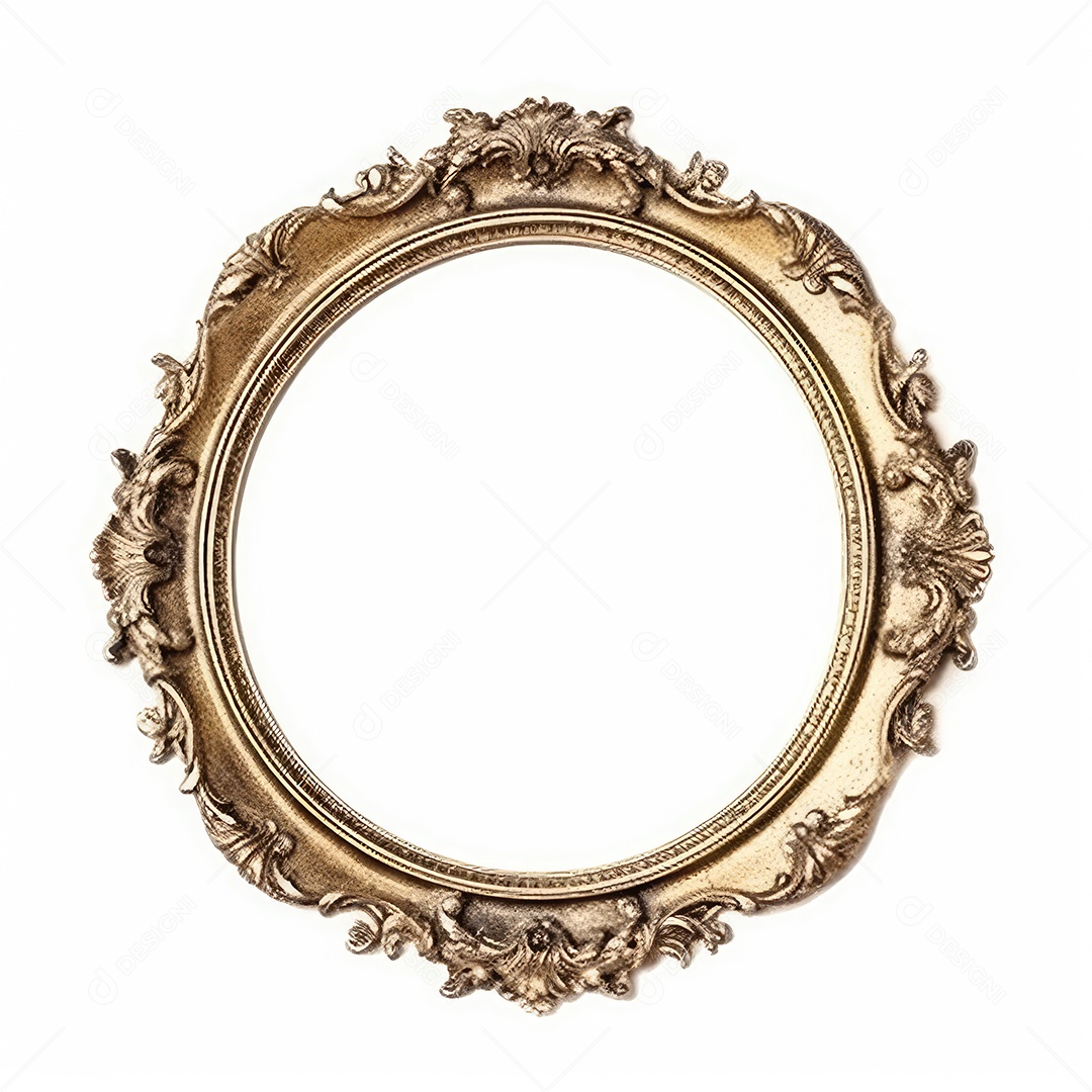 Moldura dourada antiga isolada no fundo branco. para impressão, site, cartaz, banner, logotipo, celebração.