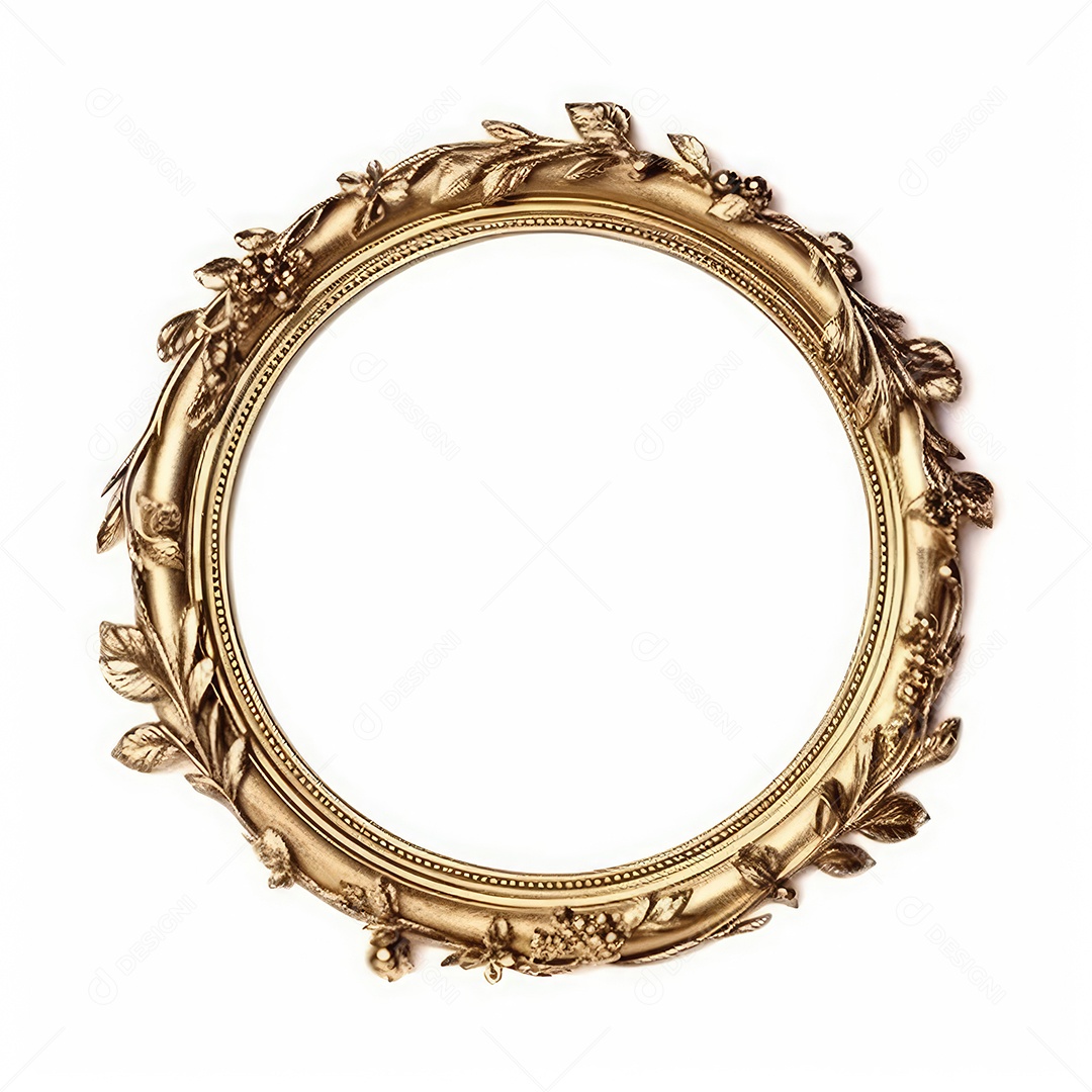 Moldura dourada antiga isolada no fundo branco. para impressão, site, cartaz, banner, logotipo, celebração.