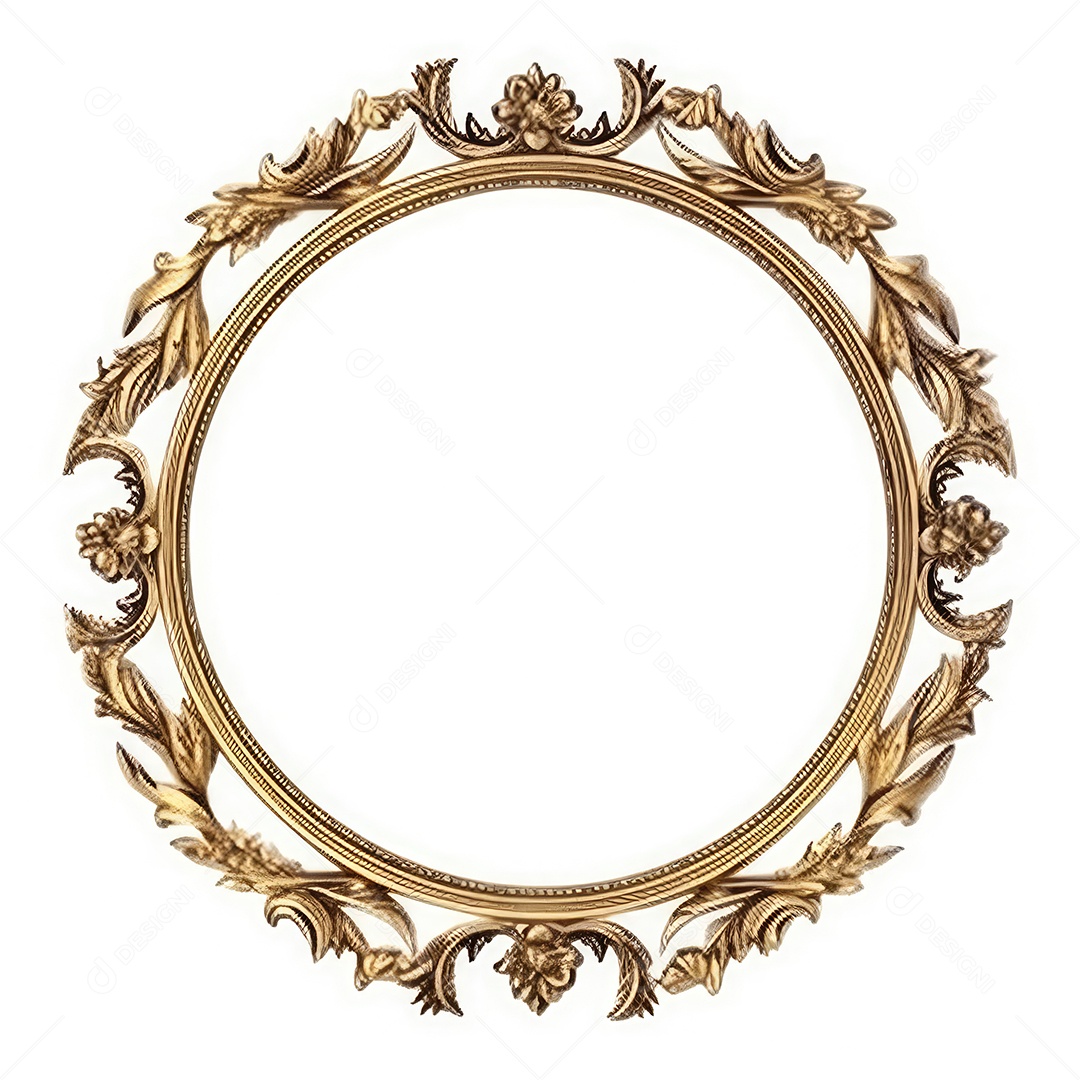 Moldura dourada antiga isolada no fundo branco. para impressão, site, cartaz, banner, logotipo, celebração.