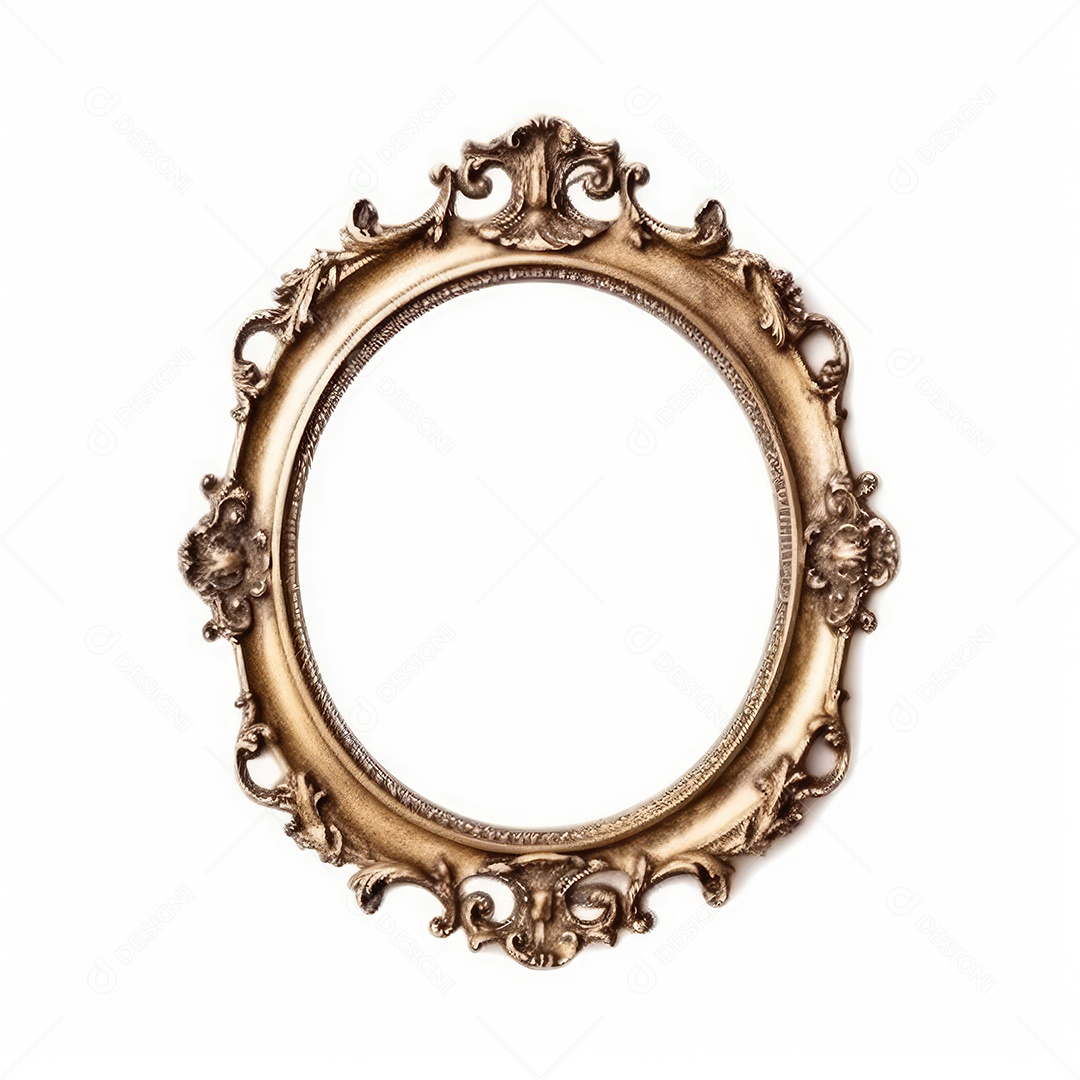 Moldura dourada antiga isolada no fundo branco. para impressão, site, cartaz, banner, logotipo, celebração.