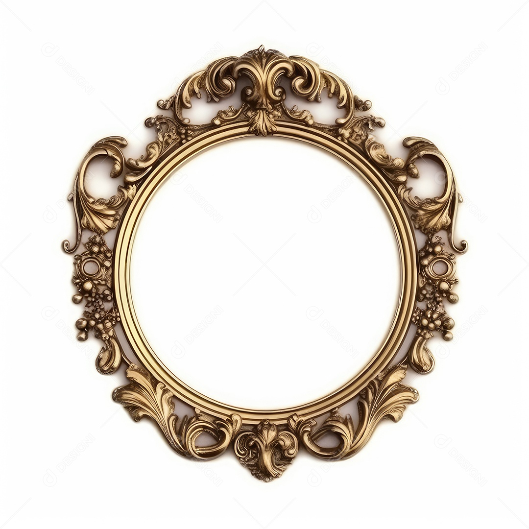 Moldura dourada antiga isolada no fundo branco. para impressão, site, cartaz, banner, logotipo, celebração.