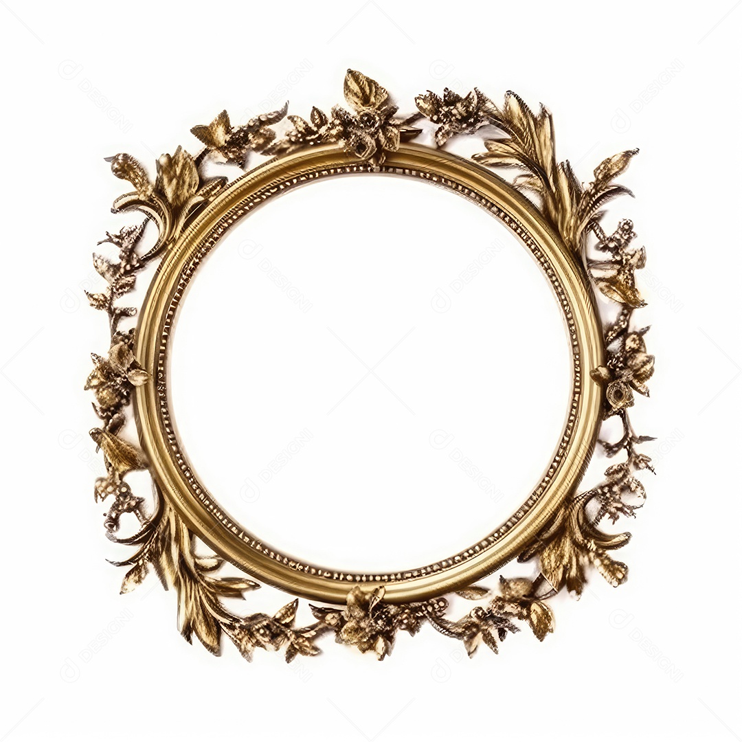 Moldura dourada antiga isolada no fundo branco. para impressão, site, cartaz, banner, logotipo, celebração.