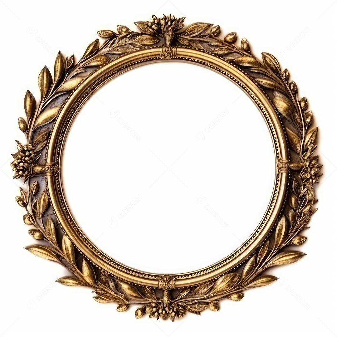 Moldura dourada antiga isolada no fundo branco. para impressão, site, cartaz, banner, logotipo, celebração.