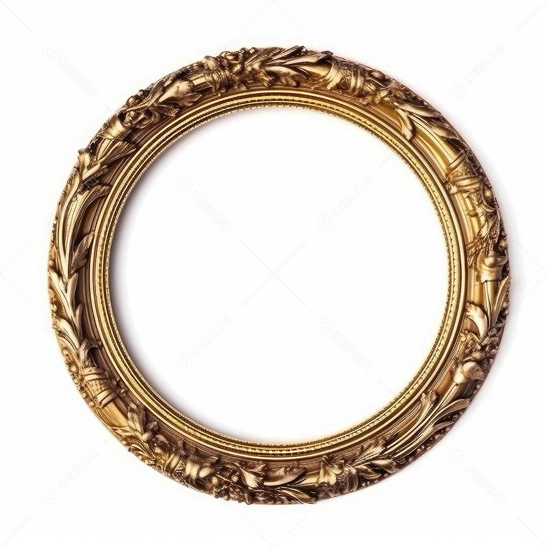 Moldura dourada antiga isolada no fundo branco. para impressão, site, cartaz, banner, logotipo, celebração.