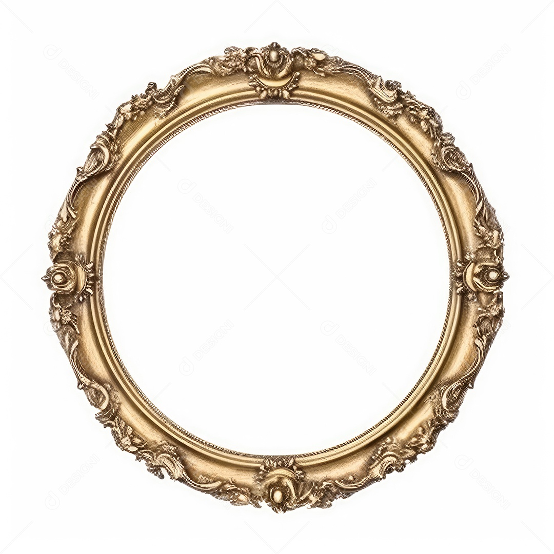 Moldura dourada antiga isolada no fundo branco. para impressão, site, cartaz, banner, logotipo, celebração.