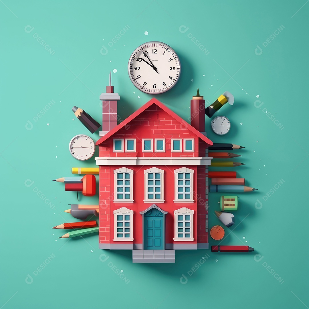 Aventura de aprendizagem elaborada, arte moderna e bonita com corte de papel 3D para volta às aulas. para impressão, site, cartaz, banner, logotipo, celebração.