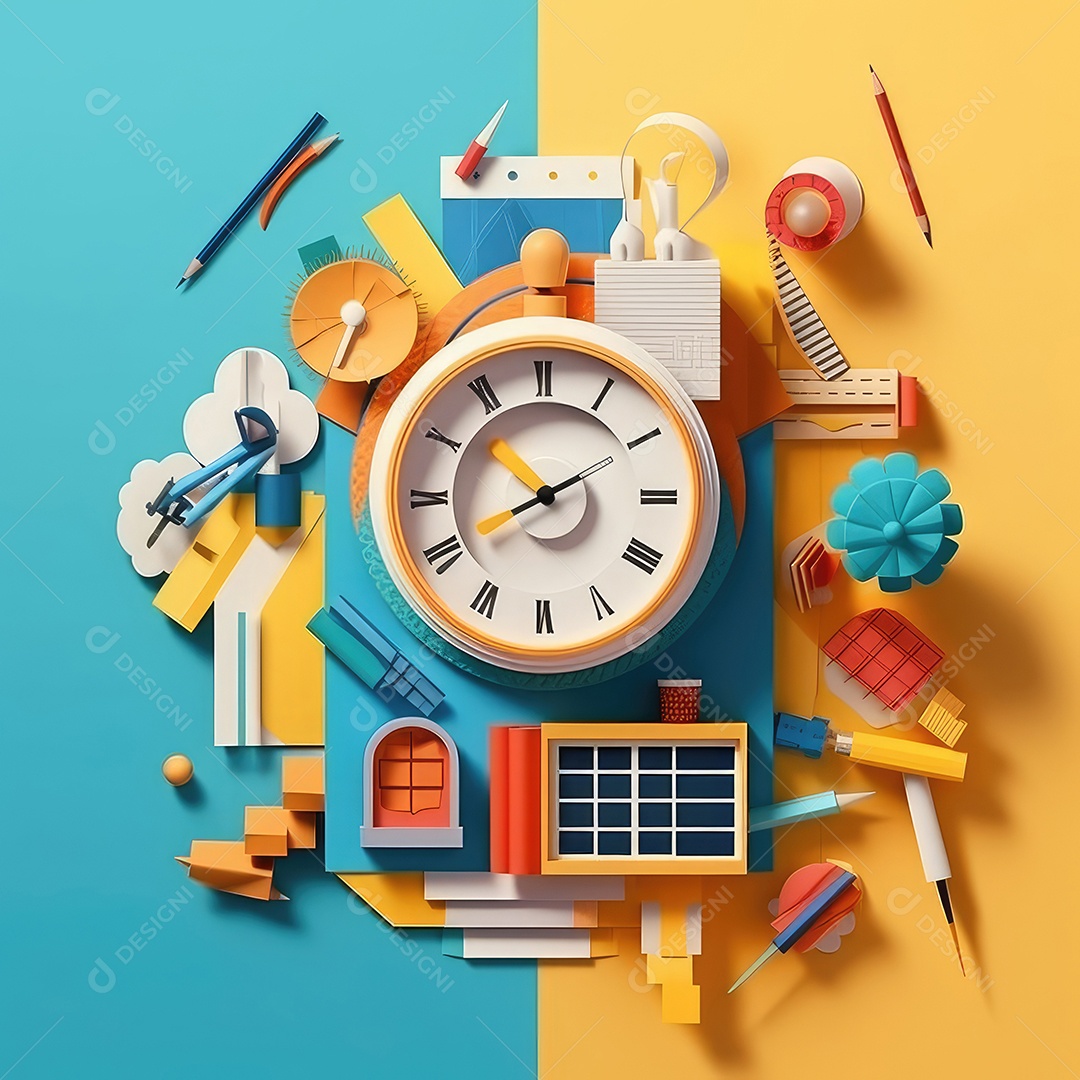 Aventura de aprendizagem elaborada, arte moderna e bonita com corte de papel 3D para volta às aulas. para impressão, site, cartaz, banner, logotipo, celebração.