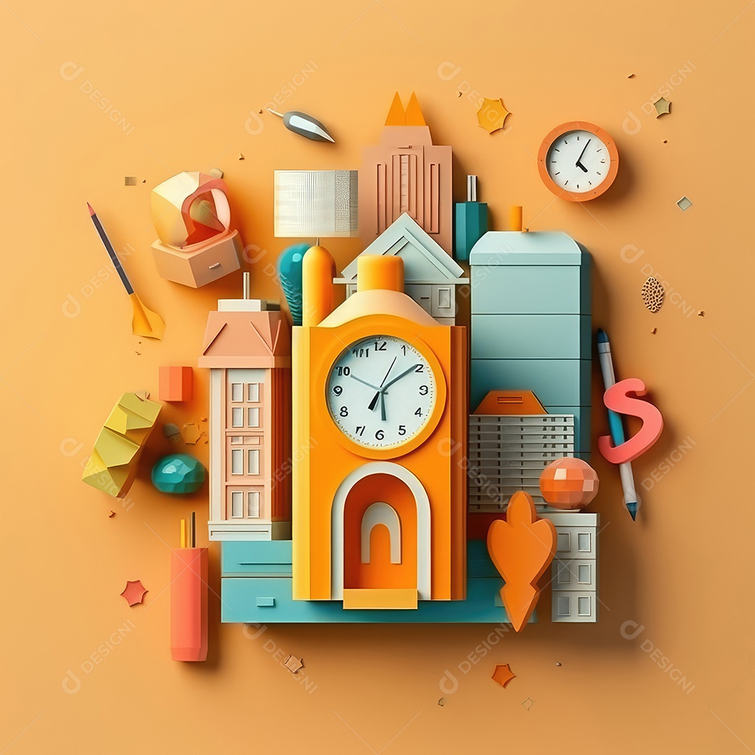 Aventura de aprendizagem elaborada, arte moderna e bonita com corte de papel 3D para volta às aulas. para impressão, site, cartaz, banner, logotipo, celebração.