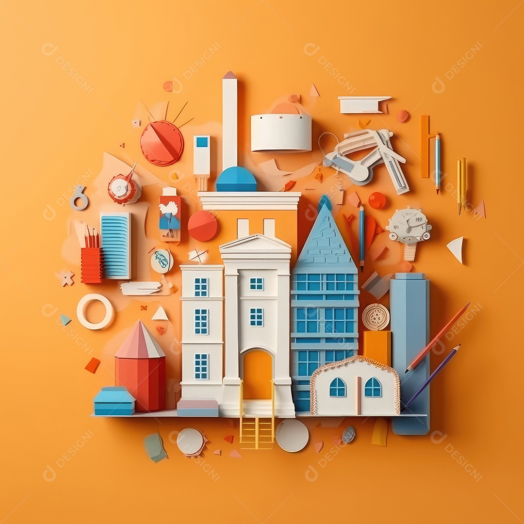 Aventura de aprendizagem elaborada, arte moderna e bonita com corte de papel 3D para volta às aulas. para impressão, site, cartaz, banner, logotipo, celebração.