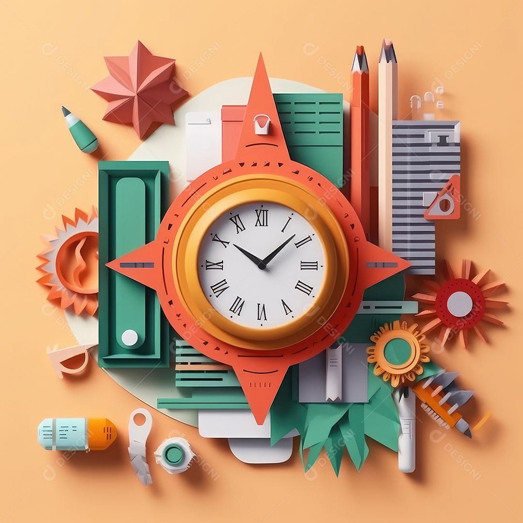 Aventura de aprendizagem elaborada, arte moderna e bonita com corte de papel 3D para volta às aulas. para impressão, site, cartaz, banner, logotipo, celebração.