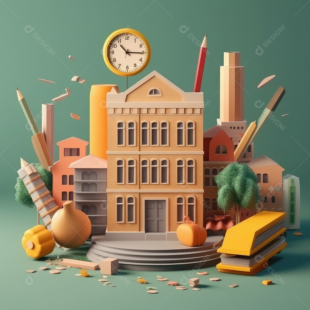 Aventura de aprendizagem elaborada, arte moderna e bonita com corte de papel 3D para volta às aulas. para impressão, site, cartaz, banner, logotipo, celebração.