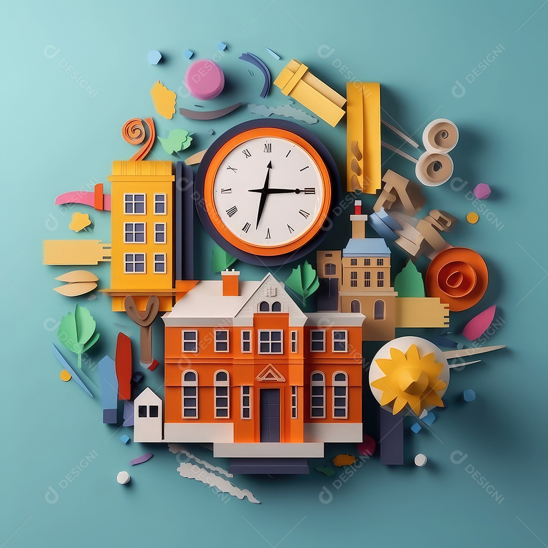 Aventura de aprendizagem elaborada, arte moderna e bonita com corte de papel 3D para volta às aulas. para impressão, site, cartaz, banner, logotipo, celebração.