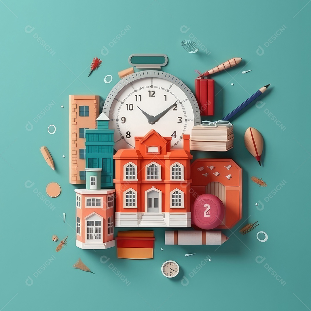 Aventura de aprendizagem elaborada, arte moderna e bonita com corte de papel 3D para volta às aulas. para impressão, site, cartaz, banner, logotipo, celebração.