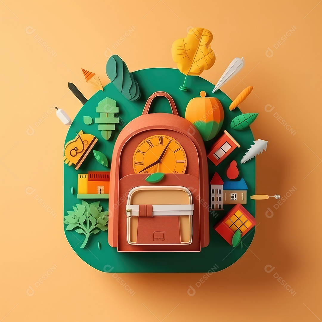 Aventura de aprendizagem elaborada, arte moderna e bonita com corte de papel 3D para volta às aulas. para impressão, site, cartaz, banner, logotipo, celebração.