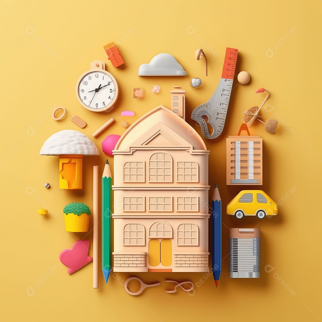 Aventura de aprendizagem elaborada, arte moderna e bonita com corte de papel 3D para volta às aulas. para impressão, site, cartaz, banner, logotipo, celebração.