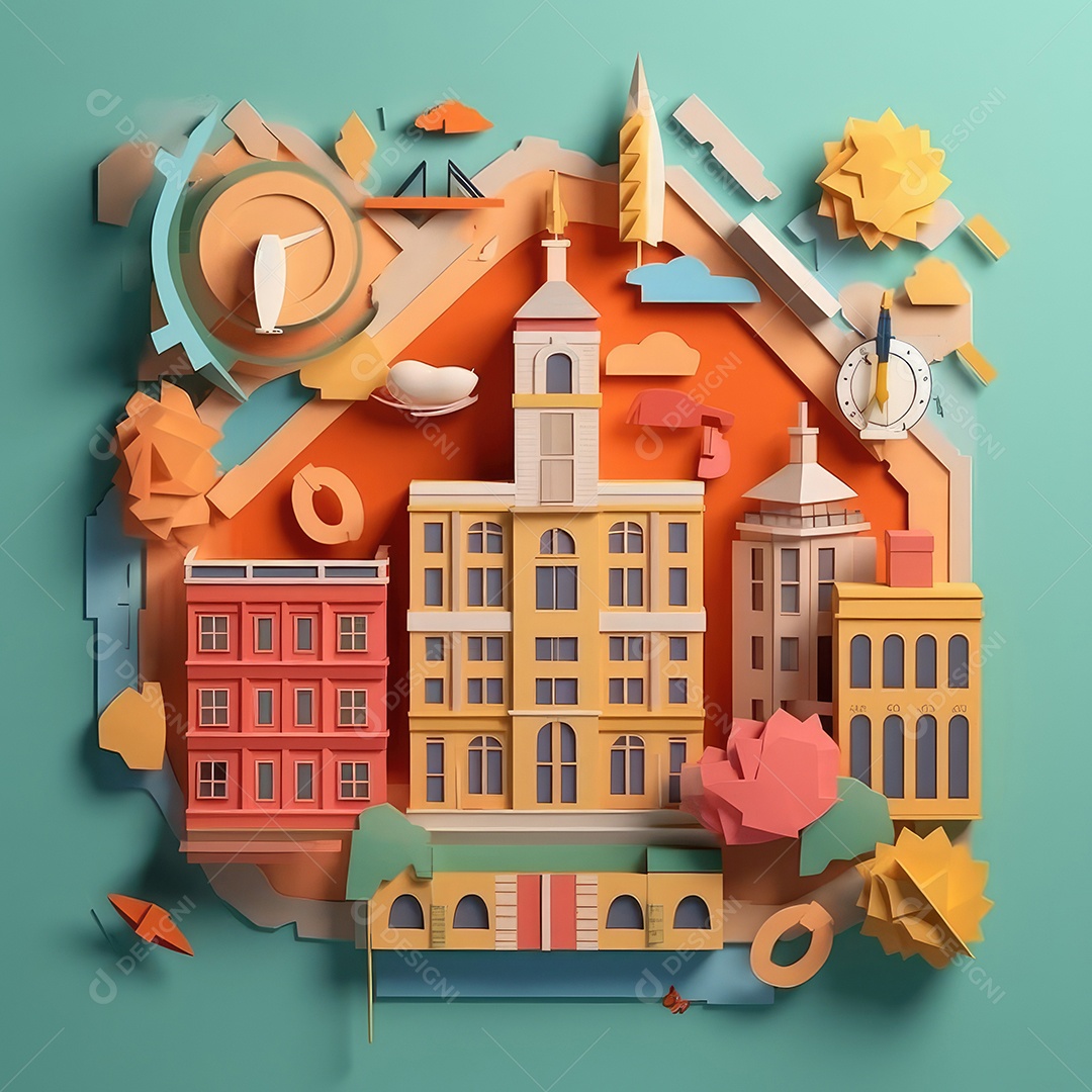 Aventura de aprendizagem elaborada, arte moderna e bonita com corte de papel 3D para volta às aulas. para impressão, site, cartaz, banner, logotipo, celebração.