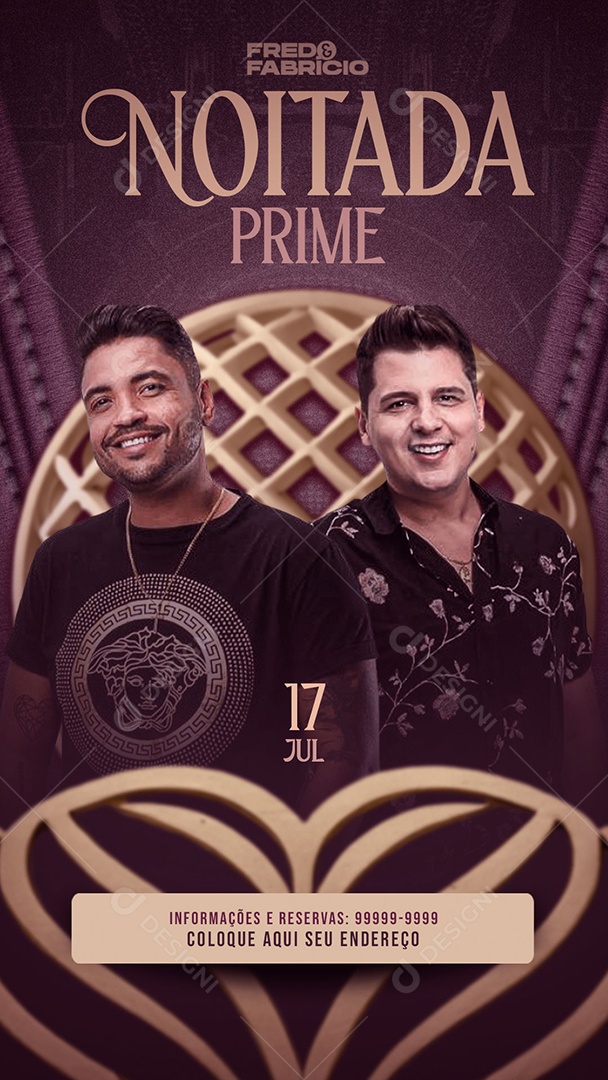 Social Media Flyer Story Fred e Fabricio Noitada Prime PSD Editável