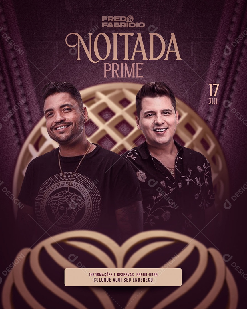 Social Media Flyer Feed Fred e Fabricio Noitada Prime PSD Editável