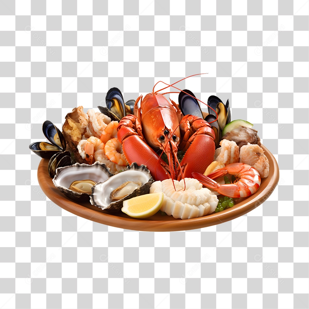 Frutos e Peixes do Mar PNG Transparente