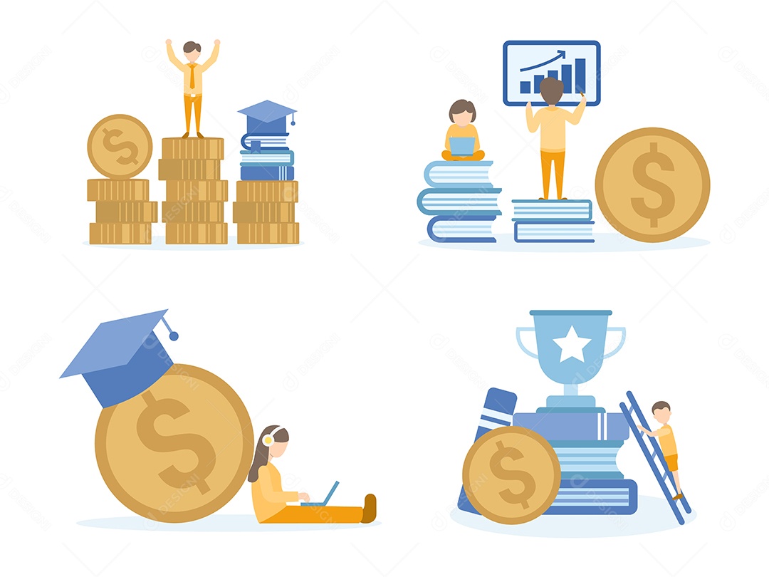 ;Curso Online De Investimentos Ilustração Vetor EPS