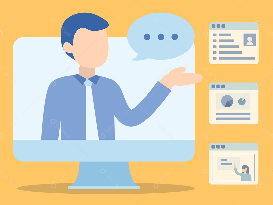 Professor Ensinando Curso Online Ilustração Vetor EPS