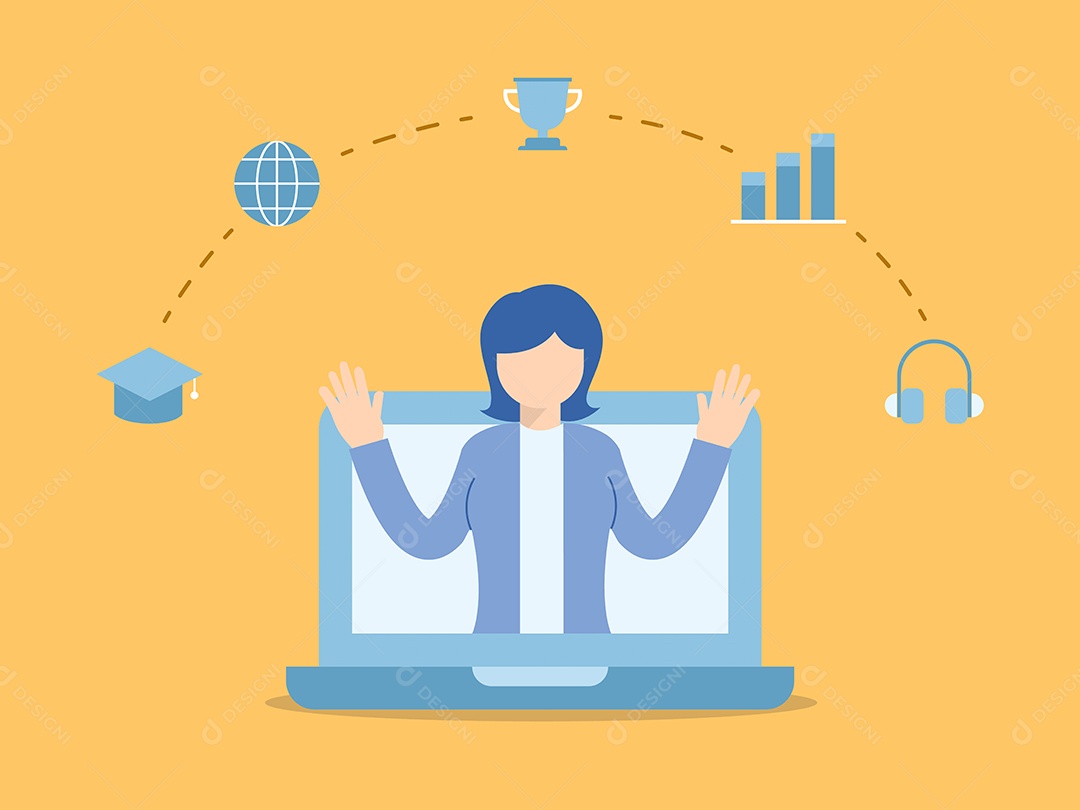 Professora Ensinando Curso Online Ilustração Vetor EPS