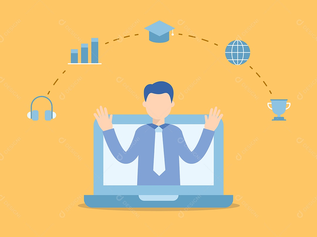 Professor Ensinando Curso Online Ilustração Vetor EPS