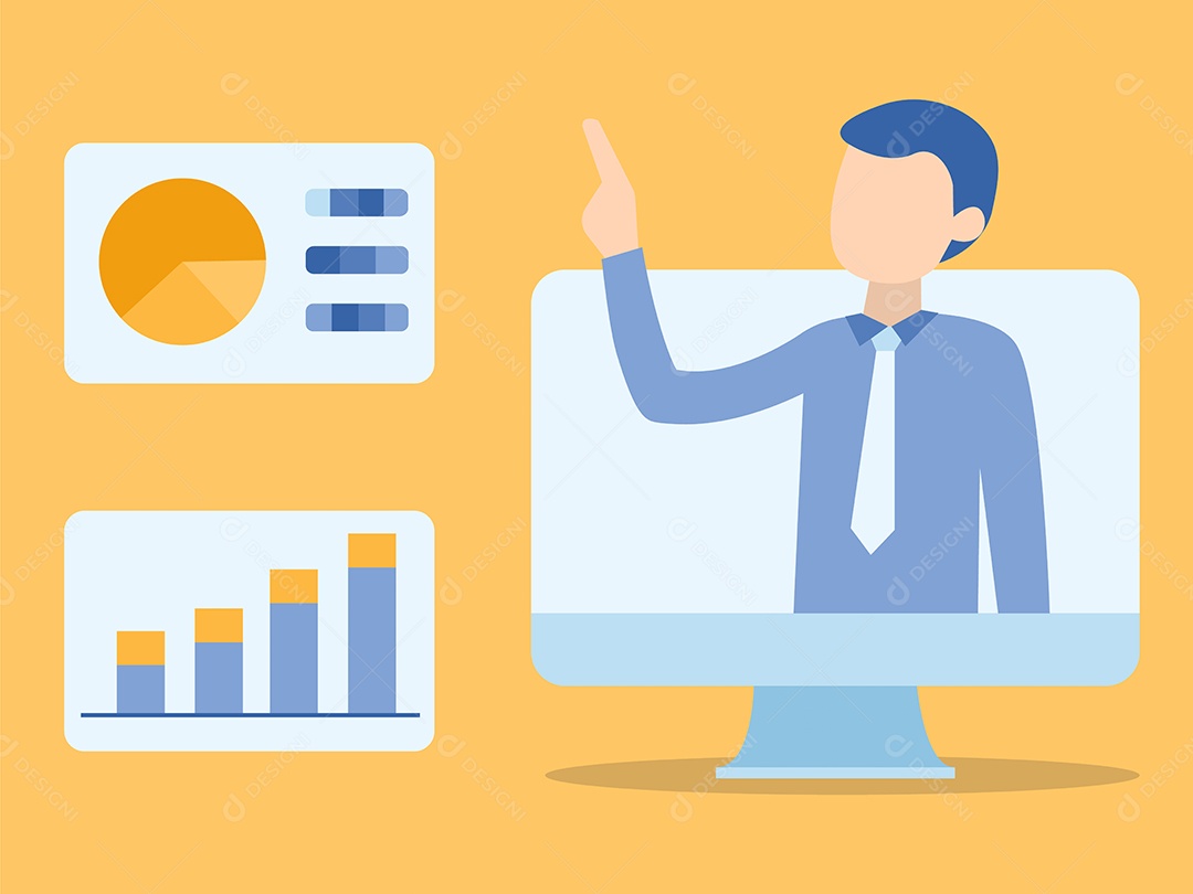 Professor Ensinando Curso Online Ilustração Vetor EPS