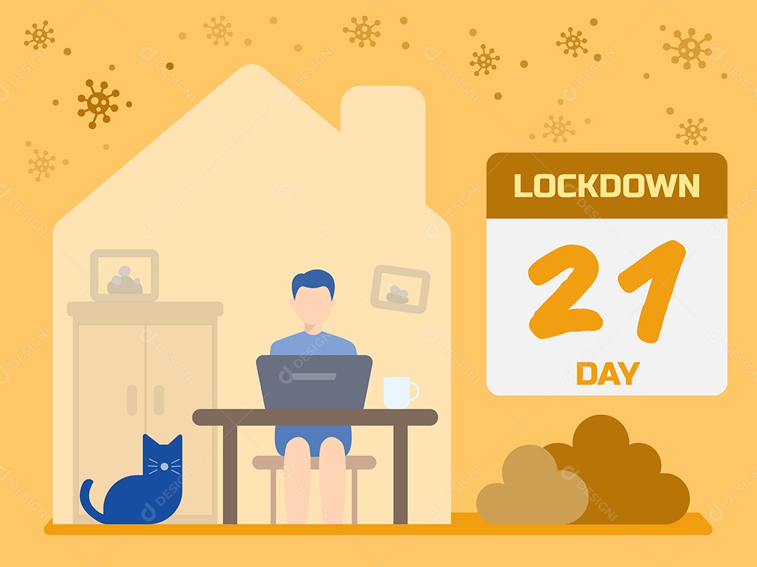 Lockdown De 21 Dias Ilustração Vetor EPS