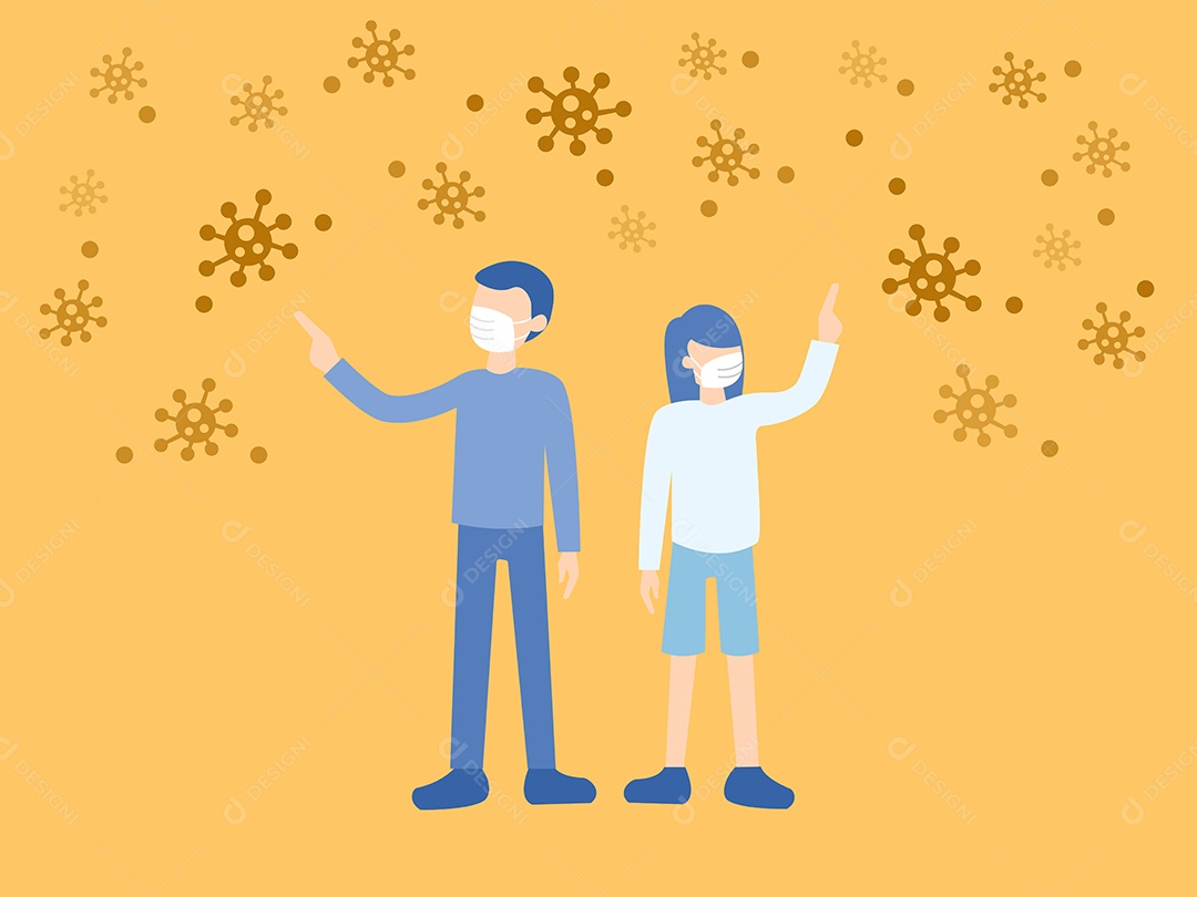 Homem e Mulher Usando Máscara Ilustração Vetor EPS